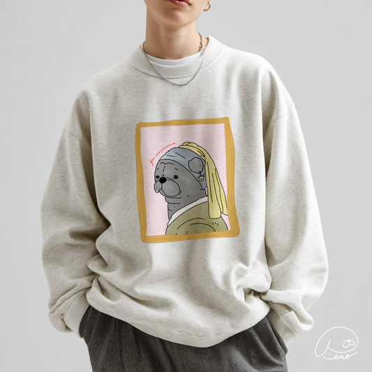 Pugirl with Pug Earring Unisex Sweatshirt